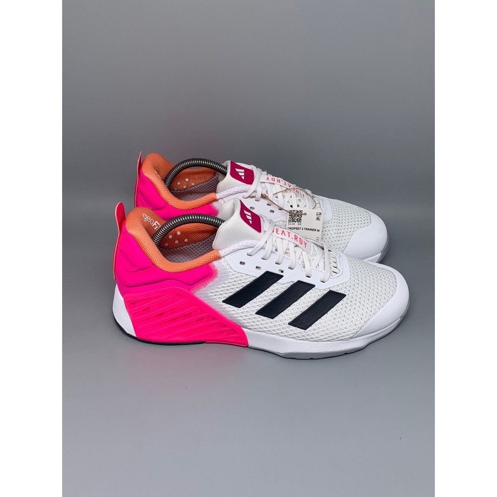 Adidas Dropset 3 Trainer W White Pink Training Shoes JR1674 Women's Sz 10